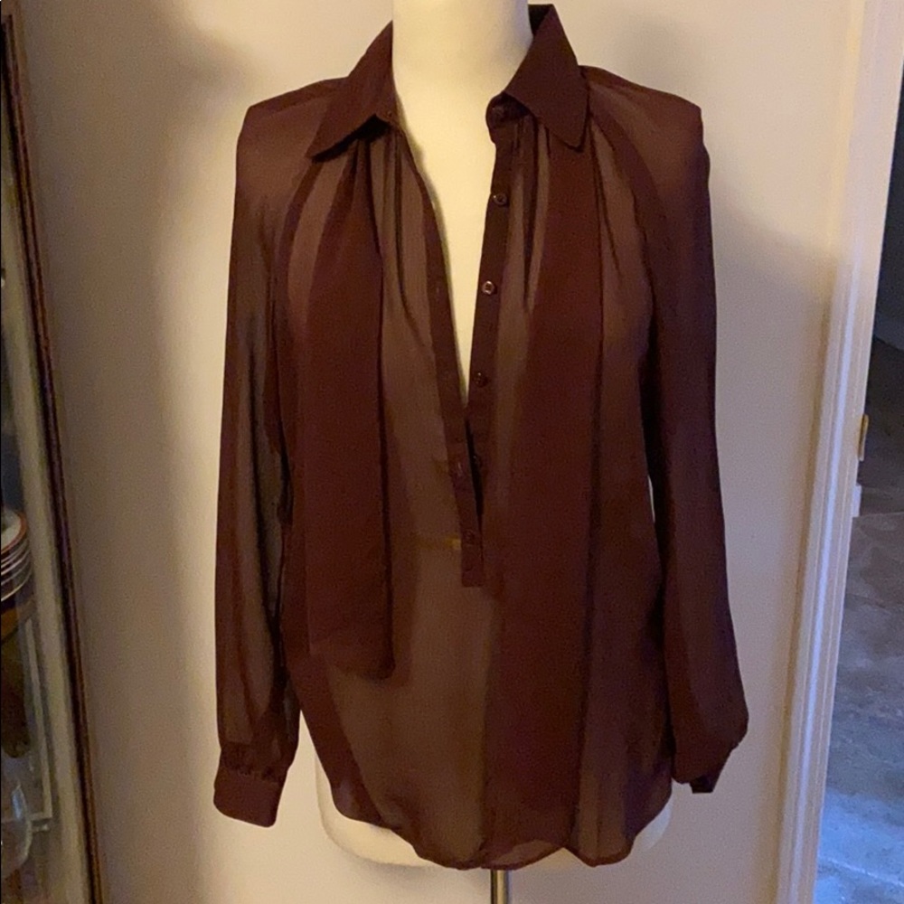 Maroon Ann Taylor Loft blouse with neck tie